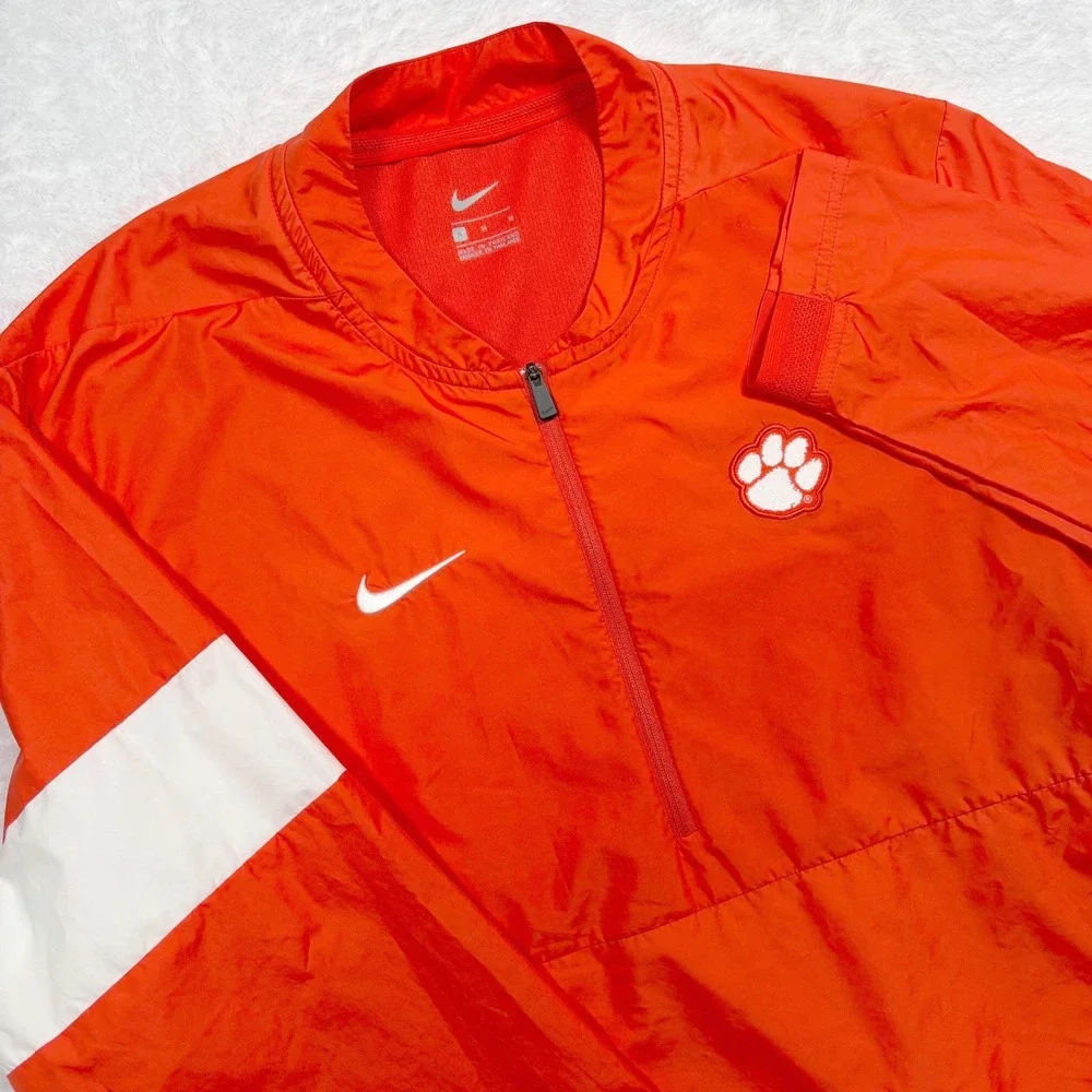 Nike Clemson Tigers On-Field 1/2 Zip Windbreaker Men M Orange Coach Vented Blade